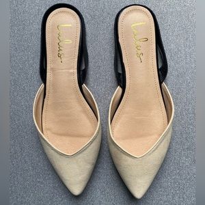Lulus Mae Nude Suede; Strappy Heel Sandals; Beige & Black; Size 8.5